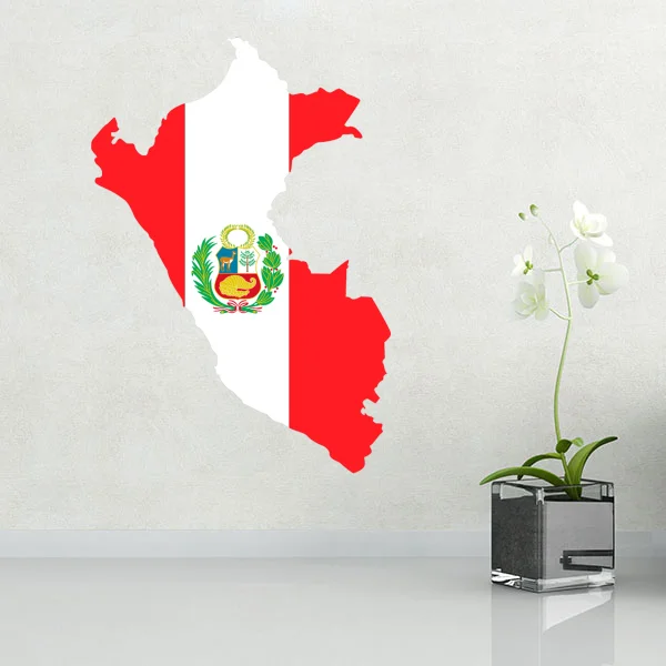 Mapa de la bandera de Perú pared pegatina de vinilo a medida decoración