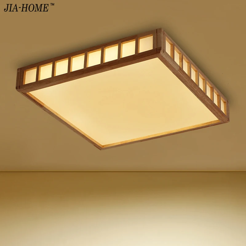 

Ceiling Lights Surface mount fixture Square Wooden Ceiling Lamp For Living Room Bedroom home Decorative Lampshade