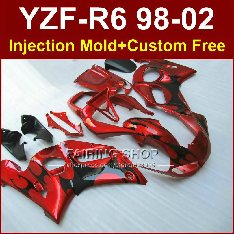 FT6R ABS fairings for YAMAHA YZF R6 1998 1999 2000 2001 2002 glossy red fairings kit YZF  R6 98-02 body repair parts YG8R
