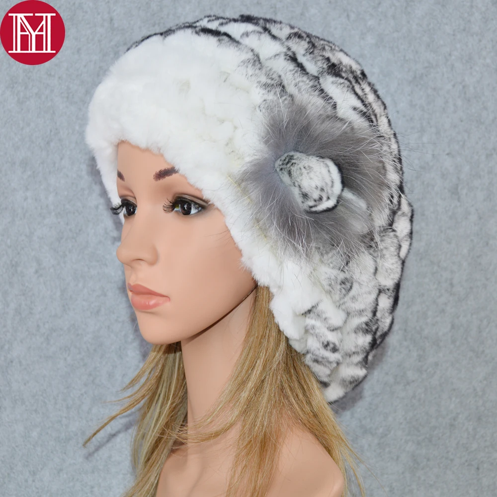 

Fashion Lady Beret Caps Knitted Real Rex Rabbit Fur Beanies Hat Women Winter Rex Rabbit Fur Hats 100% Real Rex Rabbit Fur Cap