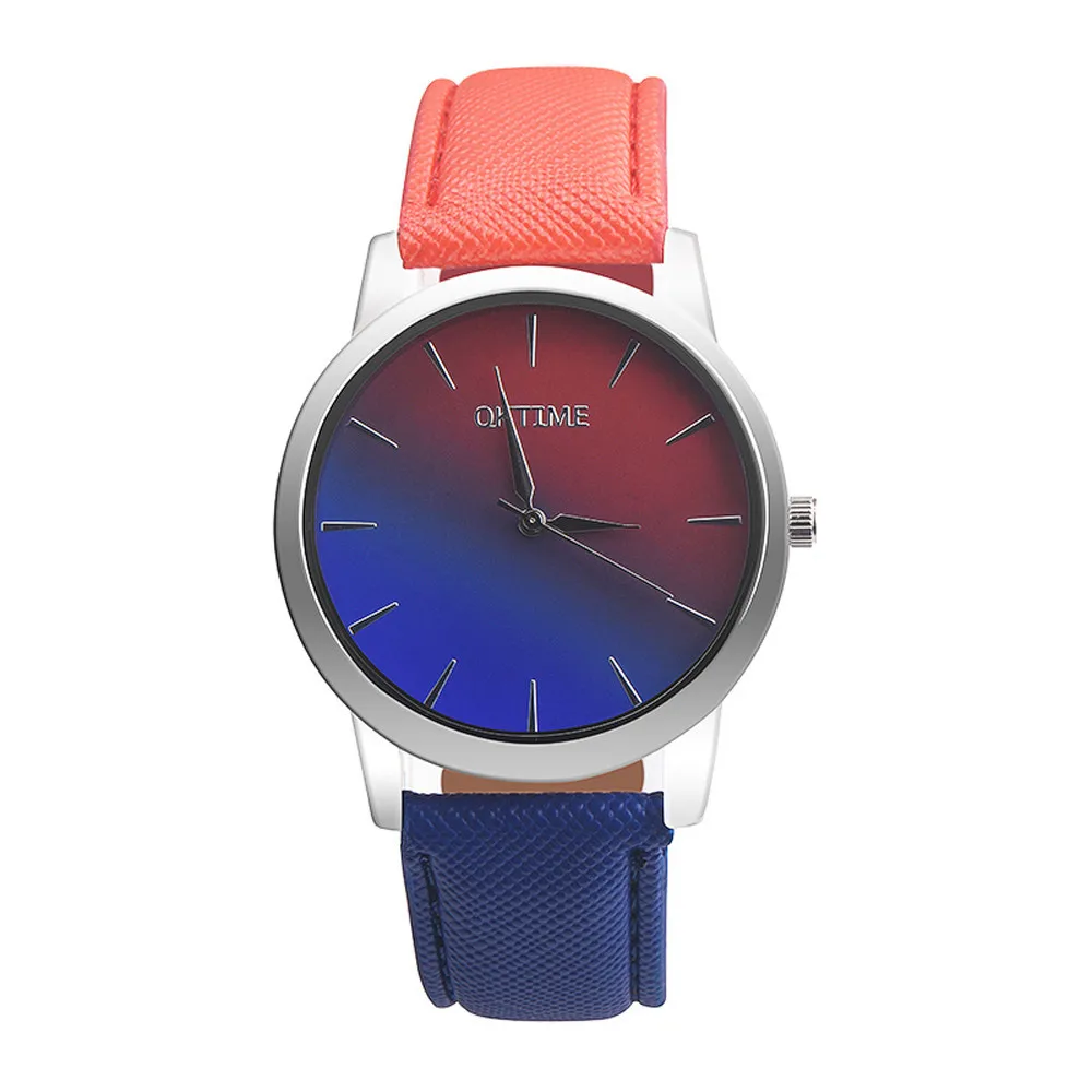 

#5001Retro Rainbow Design Leather Band Analog Alloy Quartz Wrist Watch reloj mujer New Arrival Freeshipping Hot Sales