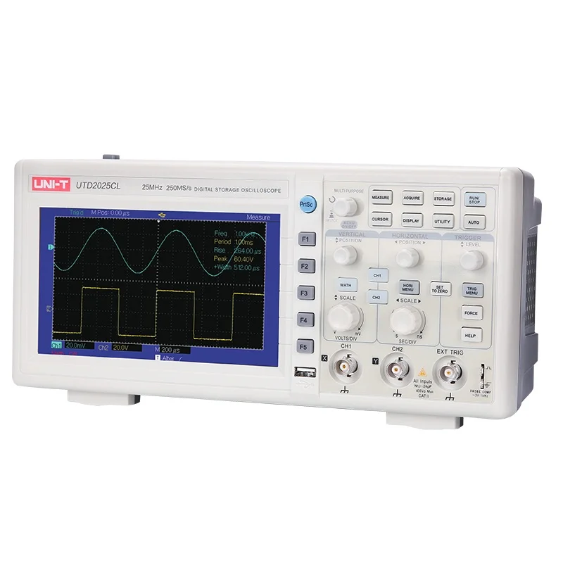 

Original UNI-TUTD2025CL Digital Storage Oscilloscope 2 Channels 25MHz 250MS/s Sample Rate 7''TFT LCD Oscilloscope Scopemeter
