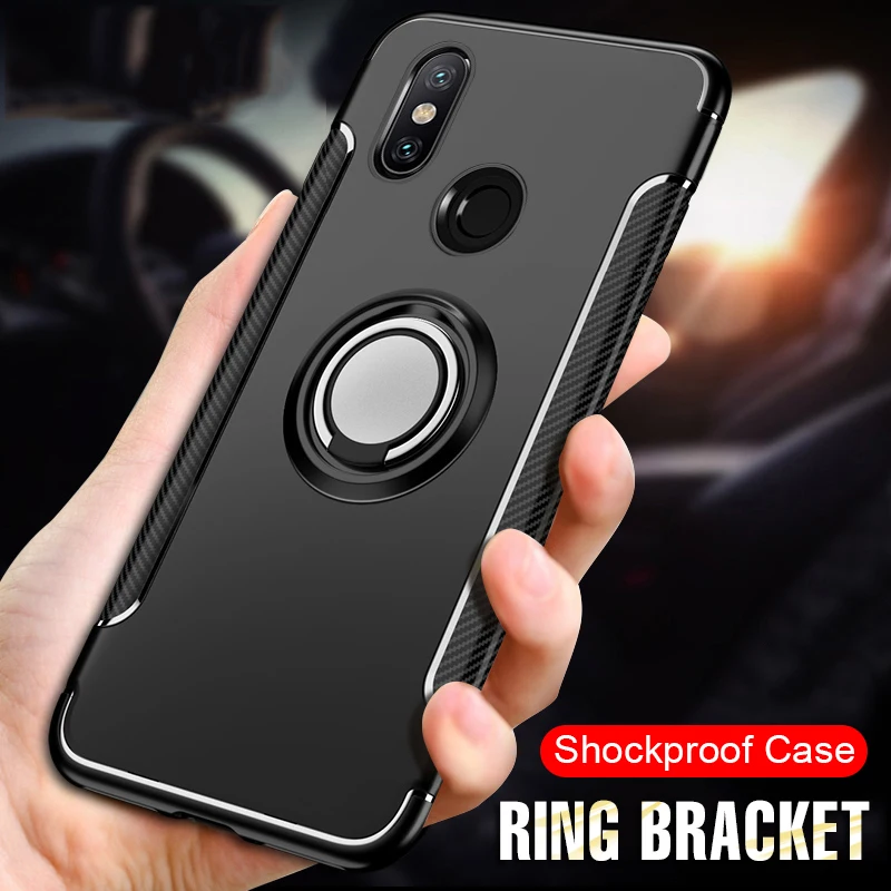 

Luxury Soft Shockproof Holder Case For Xiaomi Redmi 5 PLus 6A 6 Pro PC+TPU Full Cover For Xiaomi Mi A2 Lite Ring Bracket Case