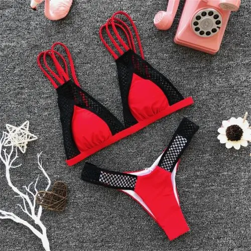Сексуальный женский сетчатый лоскутный купальник, сетчатый прозрачный комплект бикини, купальный костюм, купальный костюм - Цвет: a