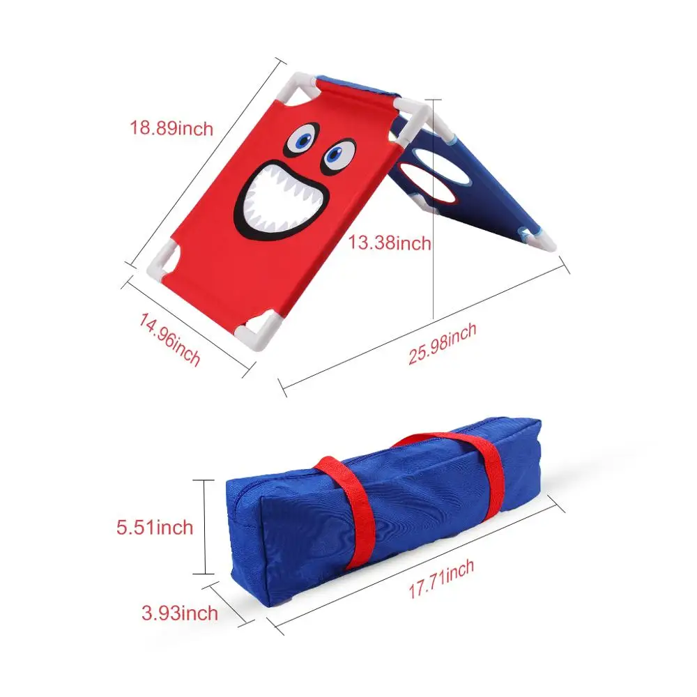 Children Sports Sandbags Sports Cornhole Boards Throwing Game with 8 Bean Bags  Portable PVC Framed Cornhole (BlueRed) (2)