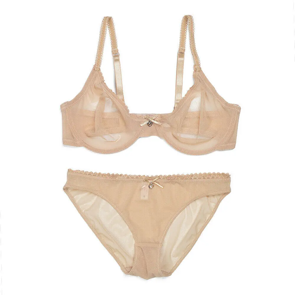 

Sexy Bra Panties Sale Separated Transparent Women Lace Underwear Plus Size Thin Unlined Diamond B C D E F Cup 75 80 85 90 95 100