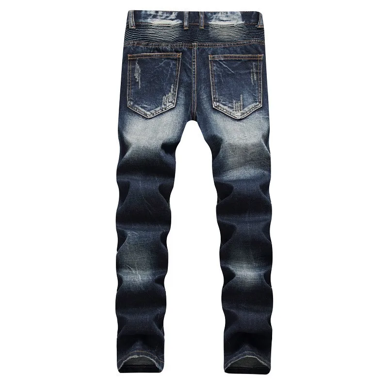 2018 Модные мужские Тощий Жан Проблемные Тонкий джинсы байкерские джинсы хип-хоп брюки промывают рваные джинсы плюс размер 38
