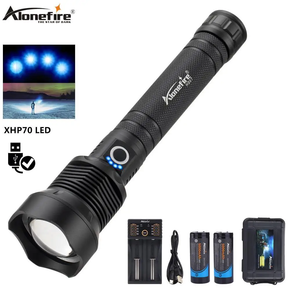 AloneFire H007 50000 люмен лампа xhp70.2 самый мощный фонарик usb зум фонарь HP70 лучший кемпинг