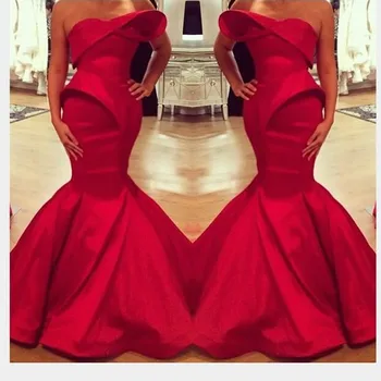 

Off Shoulder Mermaid Dresses Red Gowns Long Sexy Woman Formal Dress Pleats Robe De Soiree Vestido De Festa