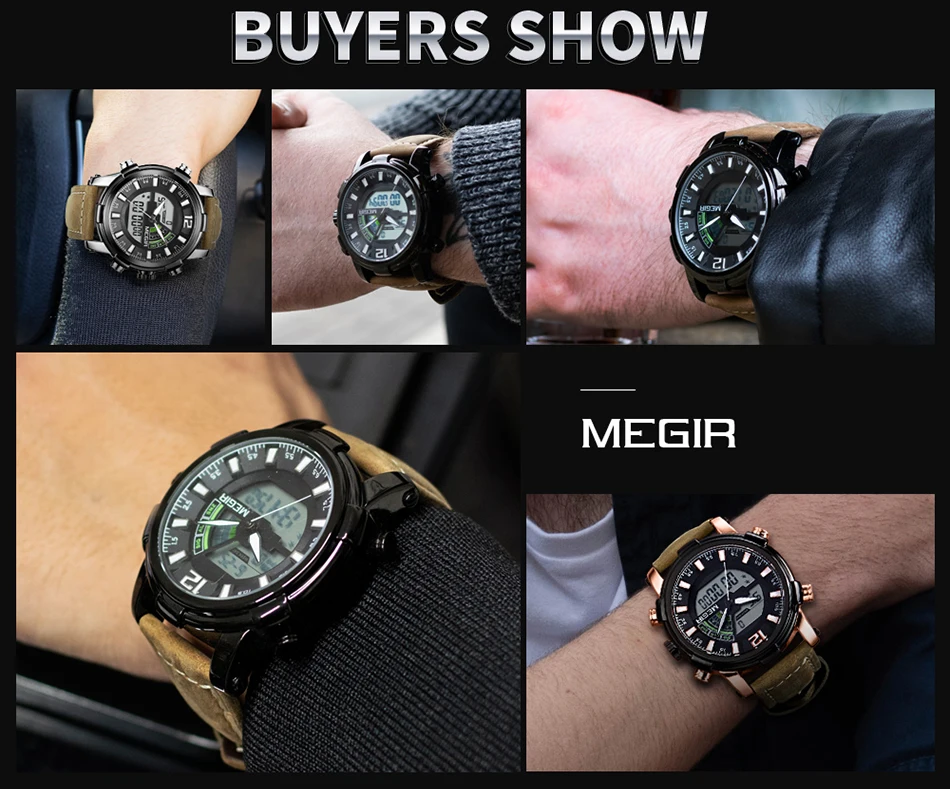 MEGIR, люксовый бренд, мужские светодиодный аналоговые кварцевые часы, мужские военные водонепроницаемые цифровые спортивные часы, мужские часы, Relogio Masculino