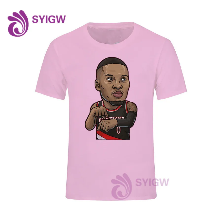Летняя брендовая футболка Damian Lillard Мужская модная с круглым воротником и