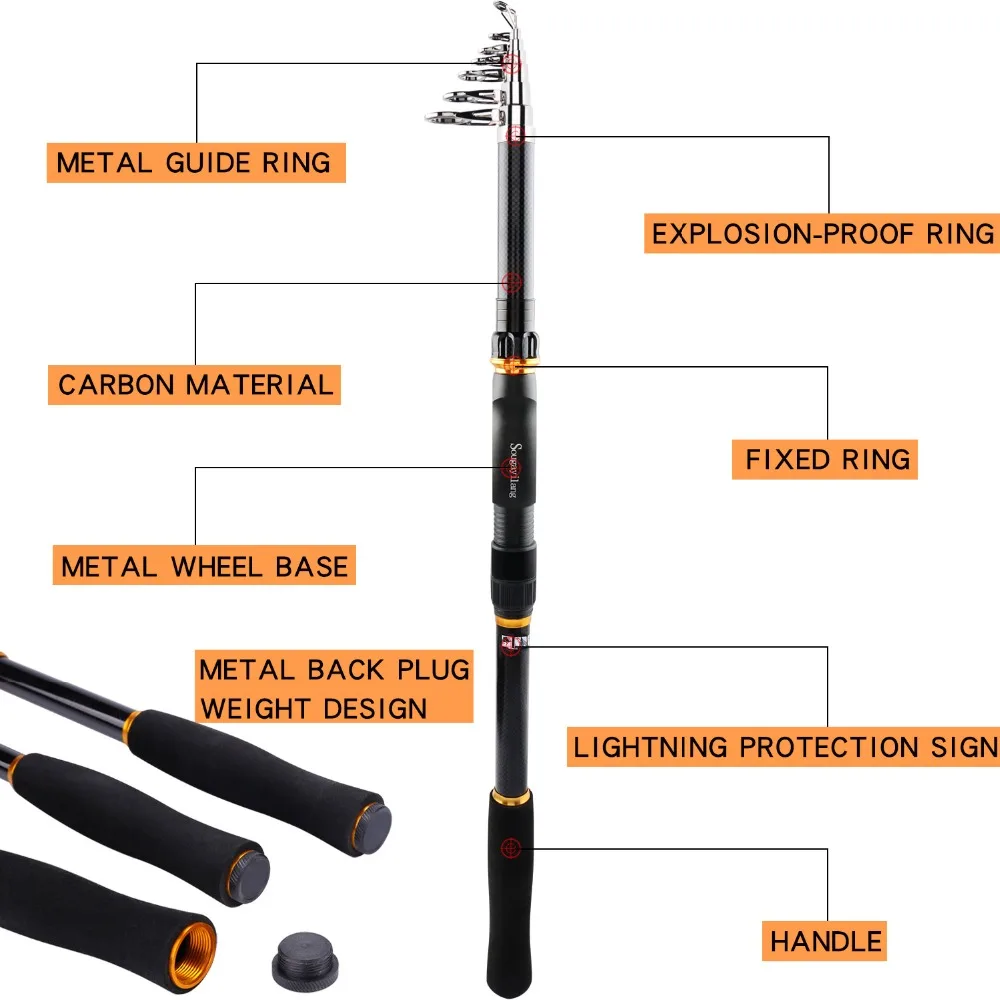 Sougayilang 99% карбоновая портативная телескопическая удочка для спиннинга рыболовные снасти для ловли рыбы удочка для ловли карпа