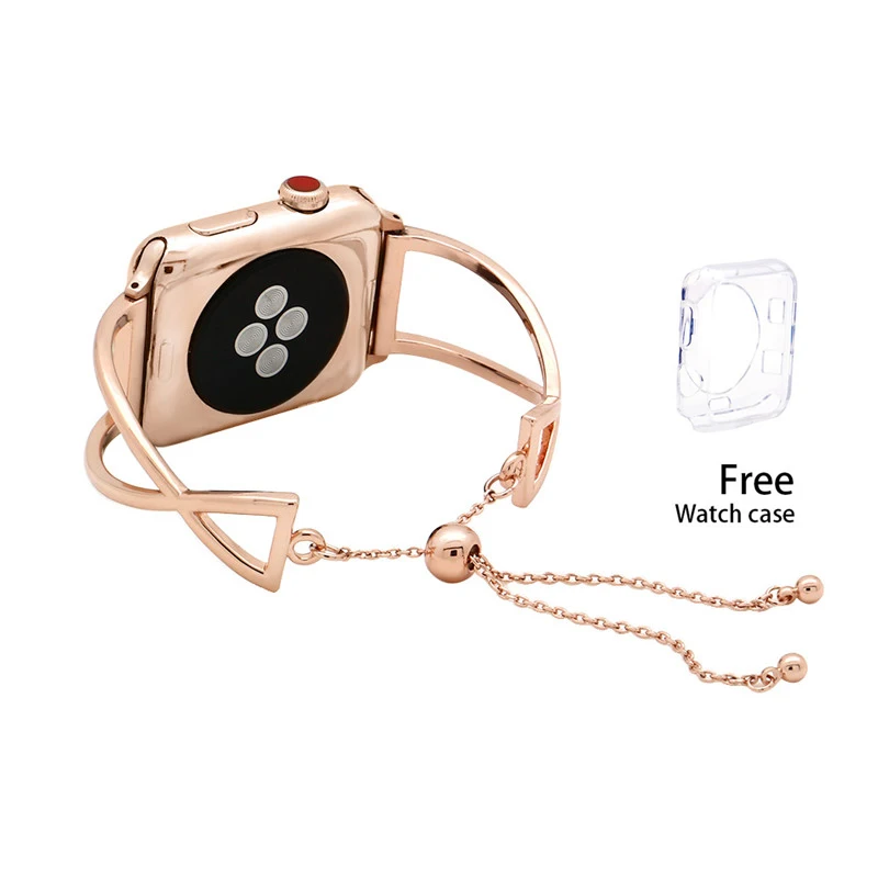 

Charm Stainless Steel Apple Watchbans For iwatch Women 38mm 42mm Watch Strap Metal Replacement Watch Band Adjustable Bracelet