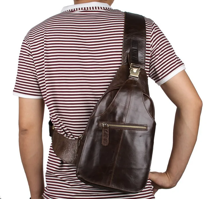 Мужской рюкзак из 100% натуральной кожи нагрудный с ремнем 2467C|leather man backpack|men