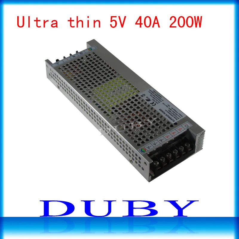 

10piece/lot Utral thin 5V 40A 200W Switching power supply Driver For LED Light Strip Display AC200-240V Free Fedex