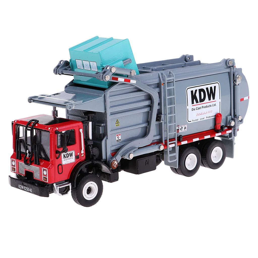 1:24 Diecast Alloy Waste Dump Recycling Transport Rubbish Truck Model Toy