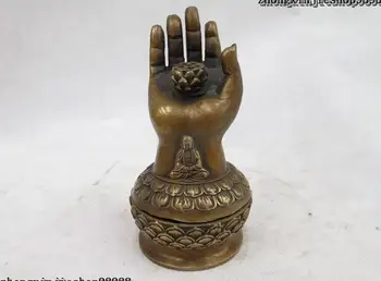 

Chinese Copper Bronze carved Buddha hand lotus Tathagata incense burner censer