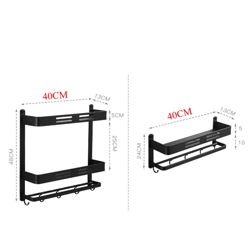 Черная полка для ванной душ Caddy настенный кухонный стеллаж для ванной с баром крюк пространства полки из алюминия органайзер для хранения etagere