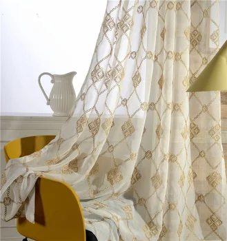 

High quality embroidery window curtain panel for living room sheer tulle curtain fabric hot sale