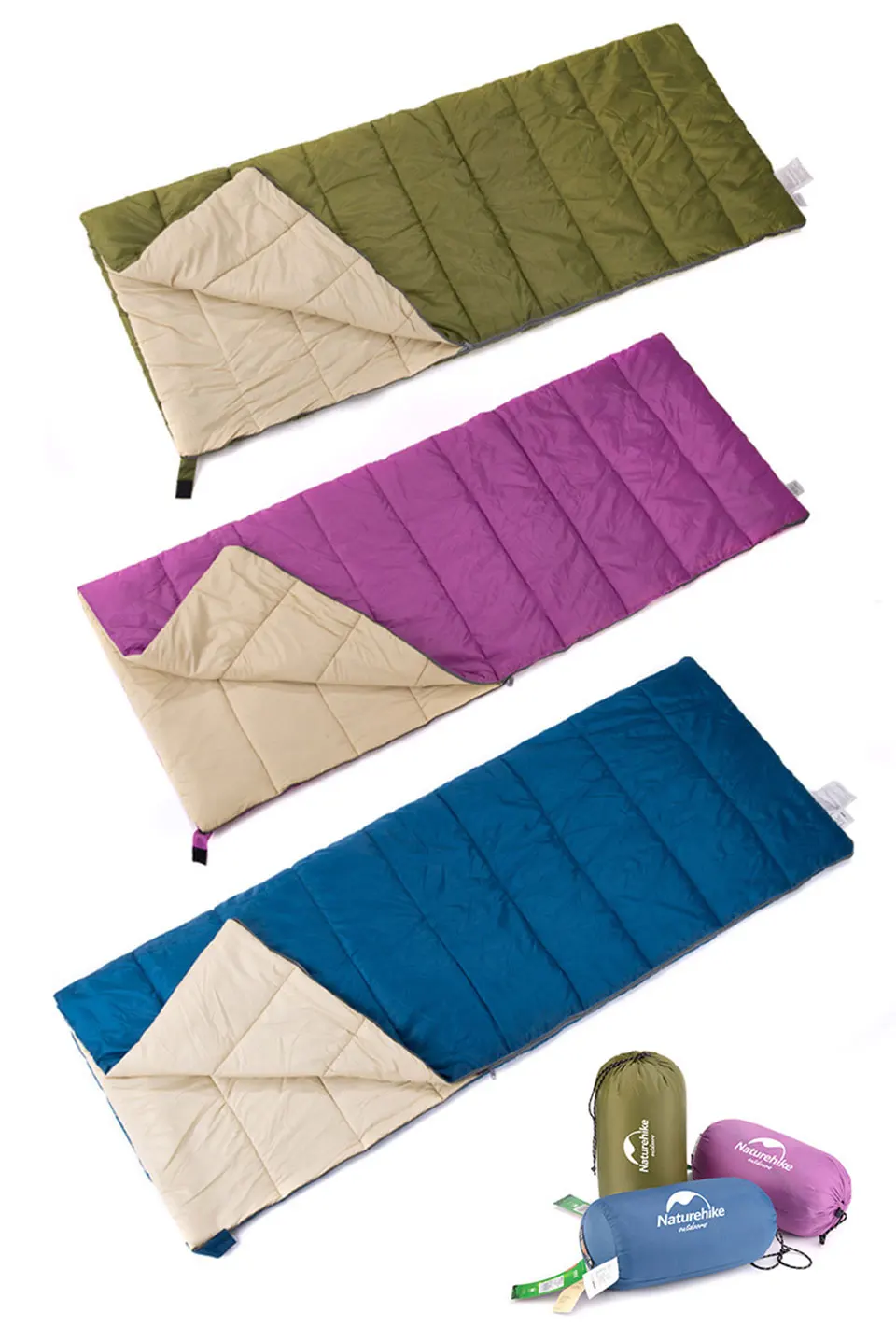 Naturehike Сверхлегкий портативный конверт, хлопковый спальный мешок, спальный мешок для кемпинга, для путешествий, 3 цвета, 0,8 кг