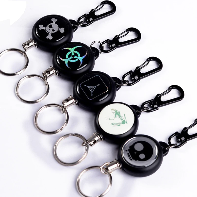 New Retractable Steel Wire Rope Carabiner Recoil Key Ring Pull Chain Keychain *H 