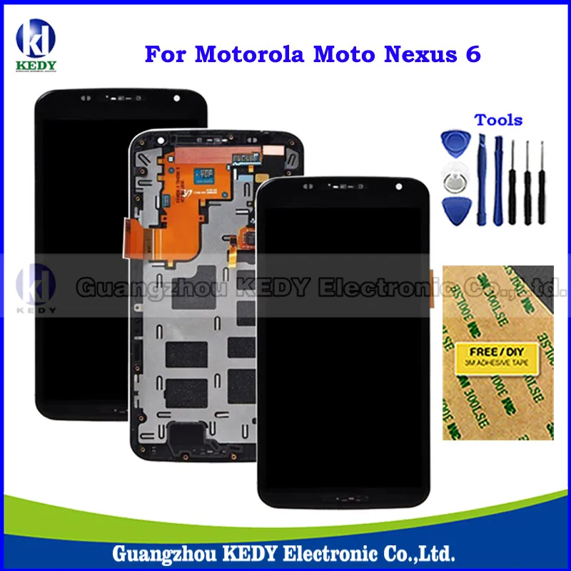 

Original LCD Display with Digitizer Touch Screen Assembly For Motorola Moto Google Nexus 6 XT1100 XT1103 LCD with Frame + Tools