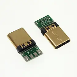 100 шт/партия сварные 24 K USB с золотым покрытием TYPE-C штекер с функцией OTG двухсторонняя вставка