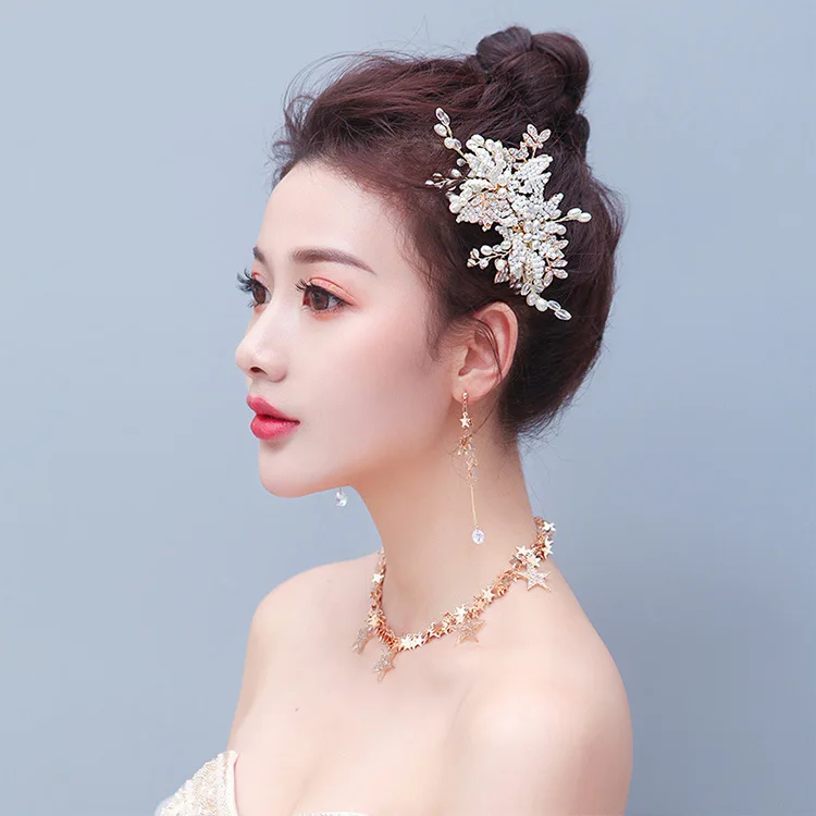 

Wedding Bridal Hair Jewelry Trendy Crystal Pearl Hair Combs Ornament Head Piece Decoration Rhinestone Bride Hair Comb
