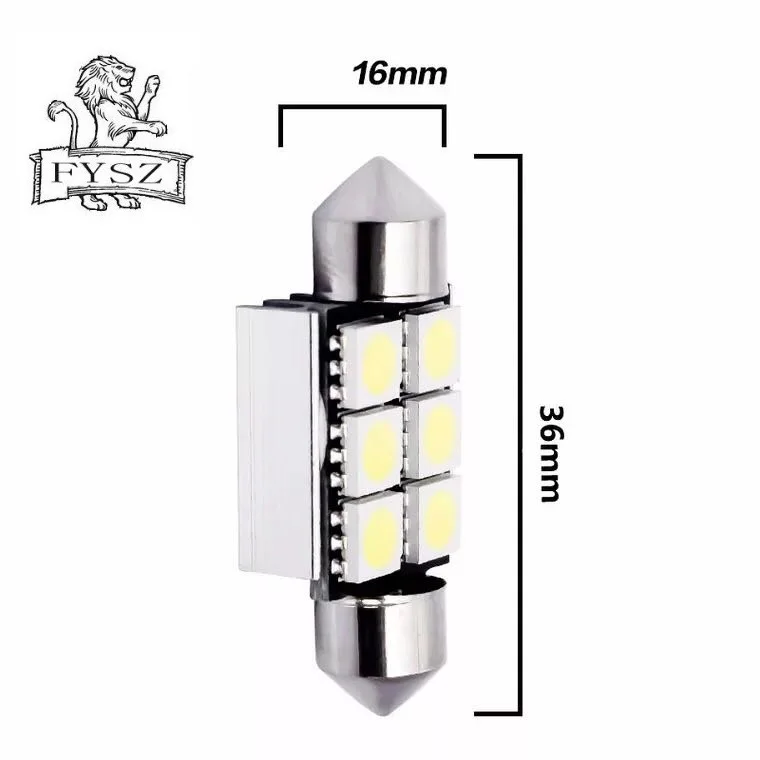 2 шт. автомобильная лампа Festoon 39mm C5W led C10W внутренний светильник 39 мм 6SMD 5050 COB для