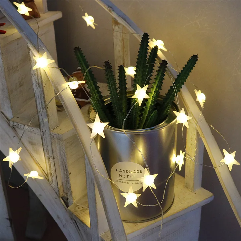 

20 Leds Star Shaped LED Fairy String Lights Battery Operated Holiday Christmas Party Wedding Decoration Fairy Lights