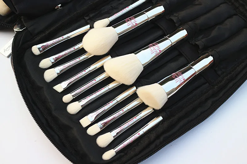 spesifikasi Profesional 19 Pcs Makeup Brush Set LIVE Beauty Sepenuhnya Perak Kuas Kosmetik Kit dengan Tas Wajah Mata Koleksi Makeup