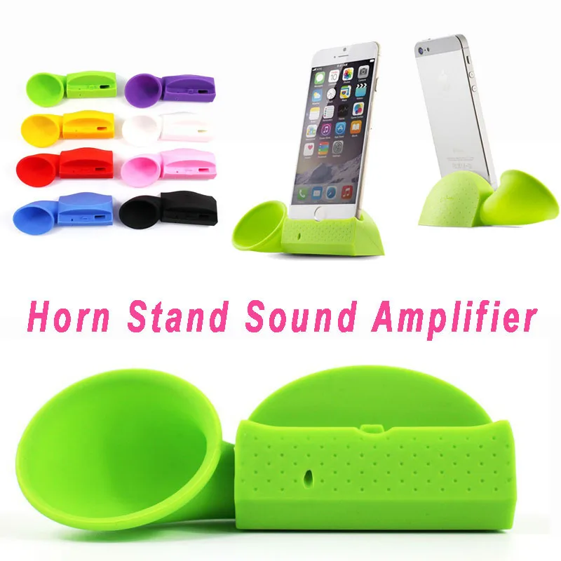 Silicone Horn Stand Sound Amplifier Speaker Phone Holder For Apple iPhone 6 5 5S 5C 4 4S 2015