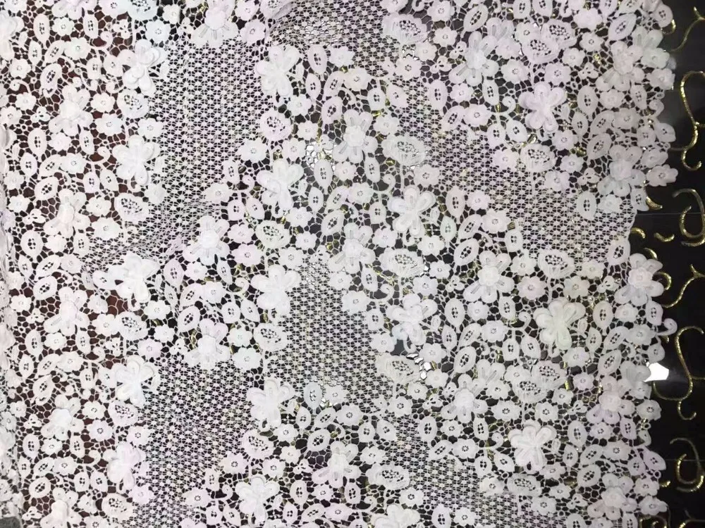 

2017 African Lace Fabrics New beads Selling High Quality Tulle Lace French Net Fabric for white Wedding Beaded lace Fabric