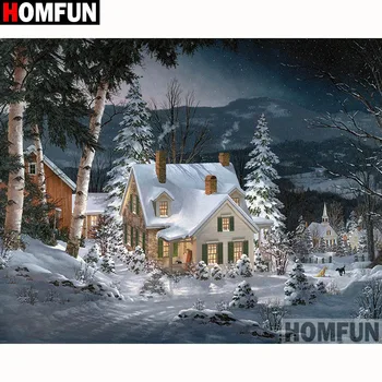 

HOMFUN Paint With Diamond Embroidery "House landscape" Diamond Painting Full Square Round Picture Of Rhinestone Decor A18108