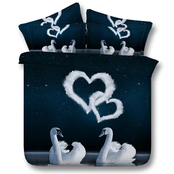 

Love swan Digital print Bedding Set Quilt Cover Design Bed Set Bohemian a Mini Van Bedclothes 3pcs Large size 260*225cm JF153