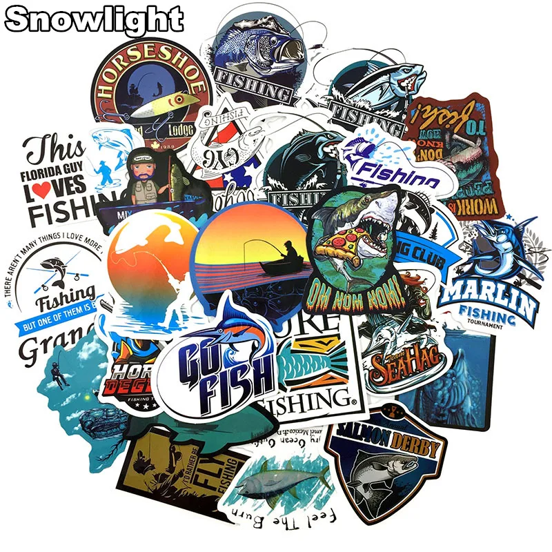 

50PCS Funny Fisherman Go Fishing Stickers For Laptop Suitcase Freezer Vinyl DIY Decals Doodling Travel DIY Motorcycle Sticker