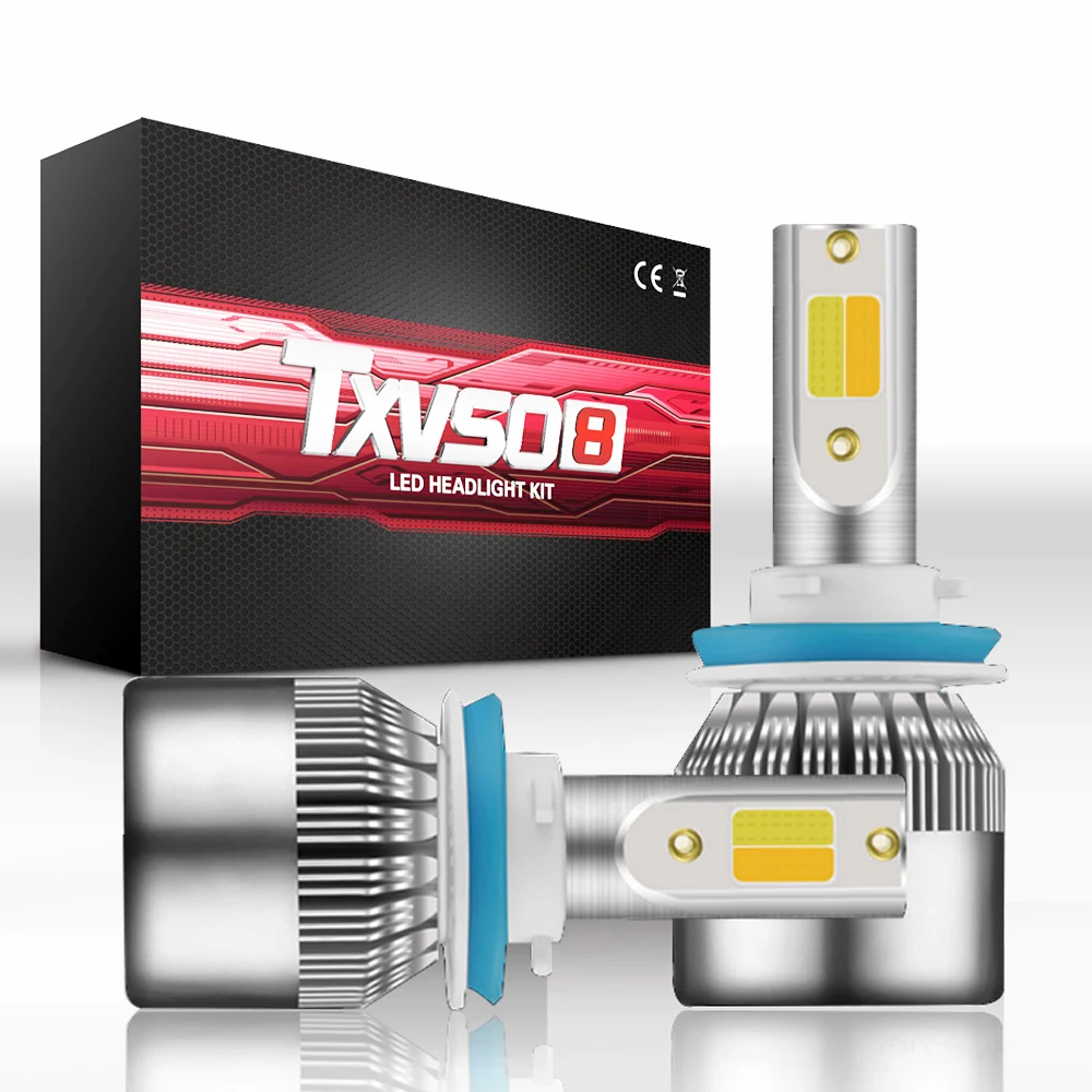 

2PCS two-color LED car headlights 64W 7200LM car headlight bulb H1 H3 H4 H7 H8 H9 H11 HB3 HB4 9005 9006 car lights upgrade.