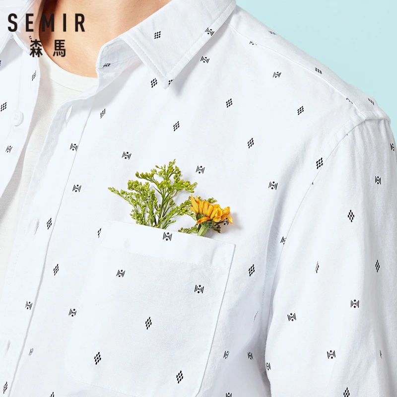 SEMIR Мужская рубашка классического кроя из 100% хлопка с рисунком и воротником