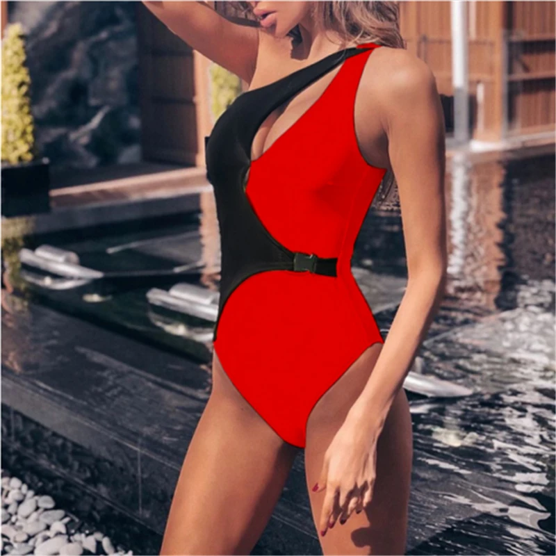 Women's One Piece Monokini Swimsuit Swimwear Beachwear Push Up Color Patchwork Bathing Bikini |