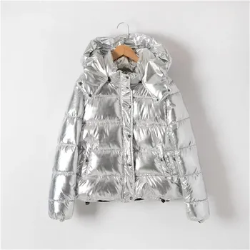 

2018 New Autumn Women Silver Bread Cotton Jackets Thick Hooded Parkas Casual Warm Lady Long Sleeve Winter Coats Outerwear WZ421