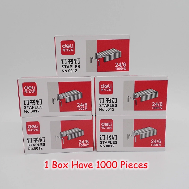 [Deli](1000/коробка) высокое качество 24/6 12 мм Металл Стандартный скобы школьные канцелярские принадлежности № 0012
