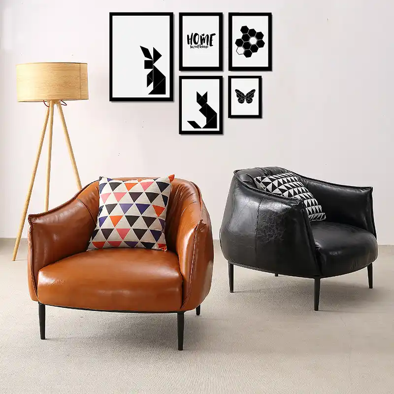 Louis Fashion Nordic Single Leather Sofa Chair Bedroom