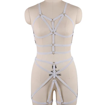 

Full body suit Top Cage Bra Harness Lingerie Leg Harness Pantie Garter Belts Elastic Straps Bondage Costume Harajuku
