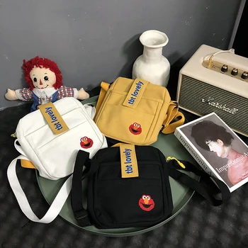 

2019 South Korean girls messenger bag soft girls ins shoulder bag student backpack cute cartoon canvas bag