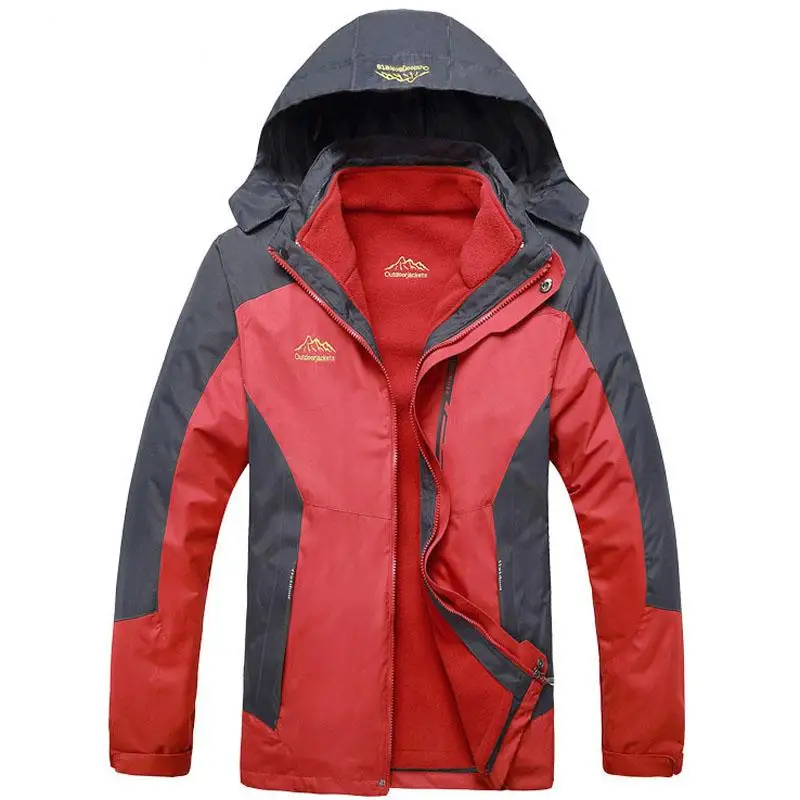 

Men's 2 Pieces Winter Inner Fleece Jacket Outdoor Sport Skiing Hiking Windproof keep Warm Windbreaker Coat Male Jackets L-8XL