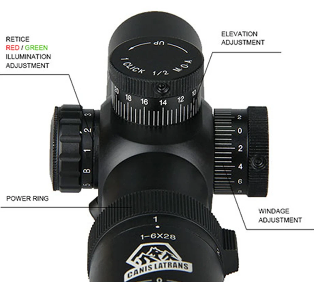 1-6X28 прицел тактический охотничий зеленый красный Mil-dot с подсветкой сетка оптический прицел с 11 мм/22 мм Крепления