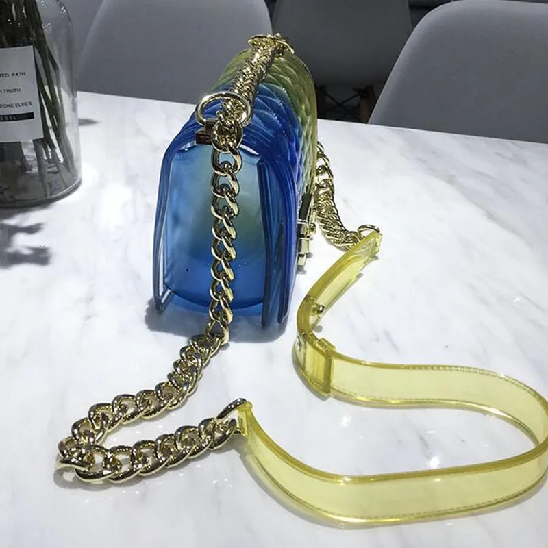 New Fashion Girl Messenger Bag PVC Chic Colorful Matte Jelly Chain Bags Luxury Handbags Diamond Lattice Women Bags Channels Bags