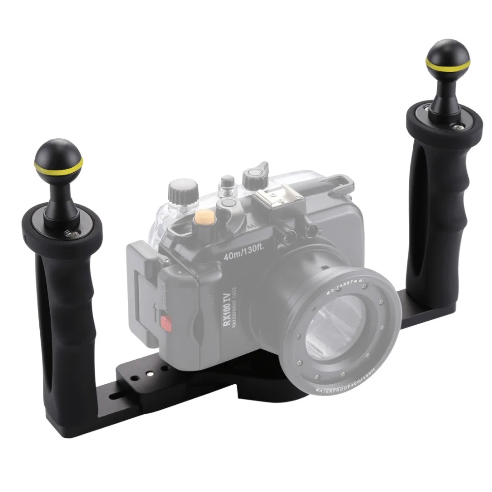 

PULUZ 23*18*6.5cm Double Camera Tray Diving Dual Handle Stabilizer Aluminium Tray Support For Underwater Camera Housings