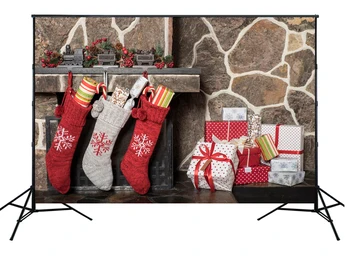 

Horizontal 2016 New Sale Christmas Socks Photography Backdrop Newborn Baby Chrismas Photo Background For Celebration XT-4309