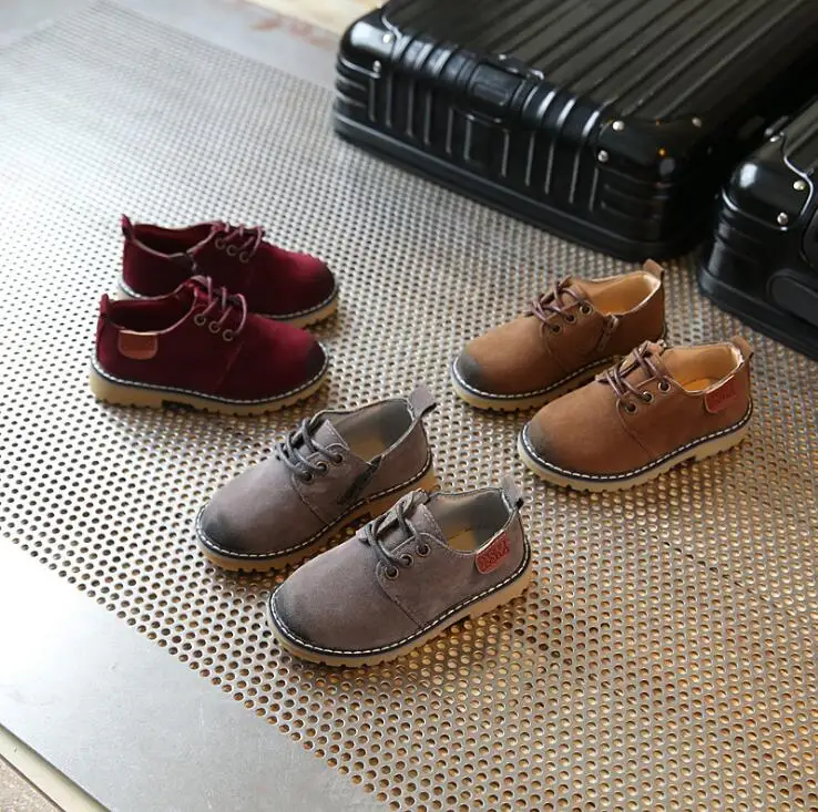 

2019 Spring Model Children's Casual sneakers boys Girls British Retro leather shoes Large Kids Leather Sshoes Bbaby Shoes 21-36
